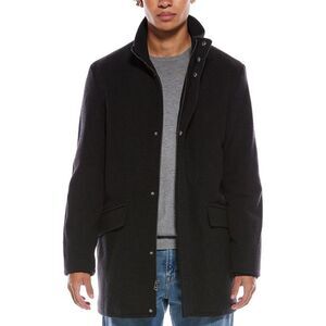 Cole Haan Signature Mens Stand Collar Wool-Blend Bomber Coat, Grey